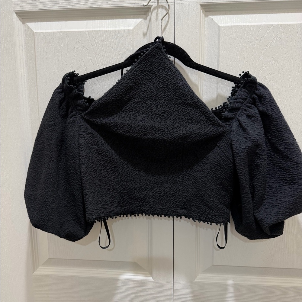 Anthropologie Frida Off-The-Shoulder Puff Sleeve Halter Top Small - Picture 5 of 6